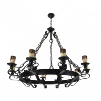 Distribuidor - Lâmpadas Diversas | Lâmpadas Rústicas | LAMPARA RUSTICA 10XE27 MEDIEVAL NEGRO REGX85X85 CM Ref: 1.505/10-NEGRO
